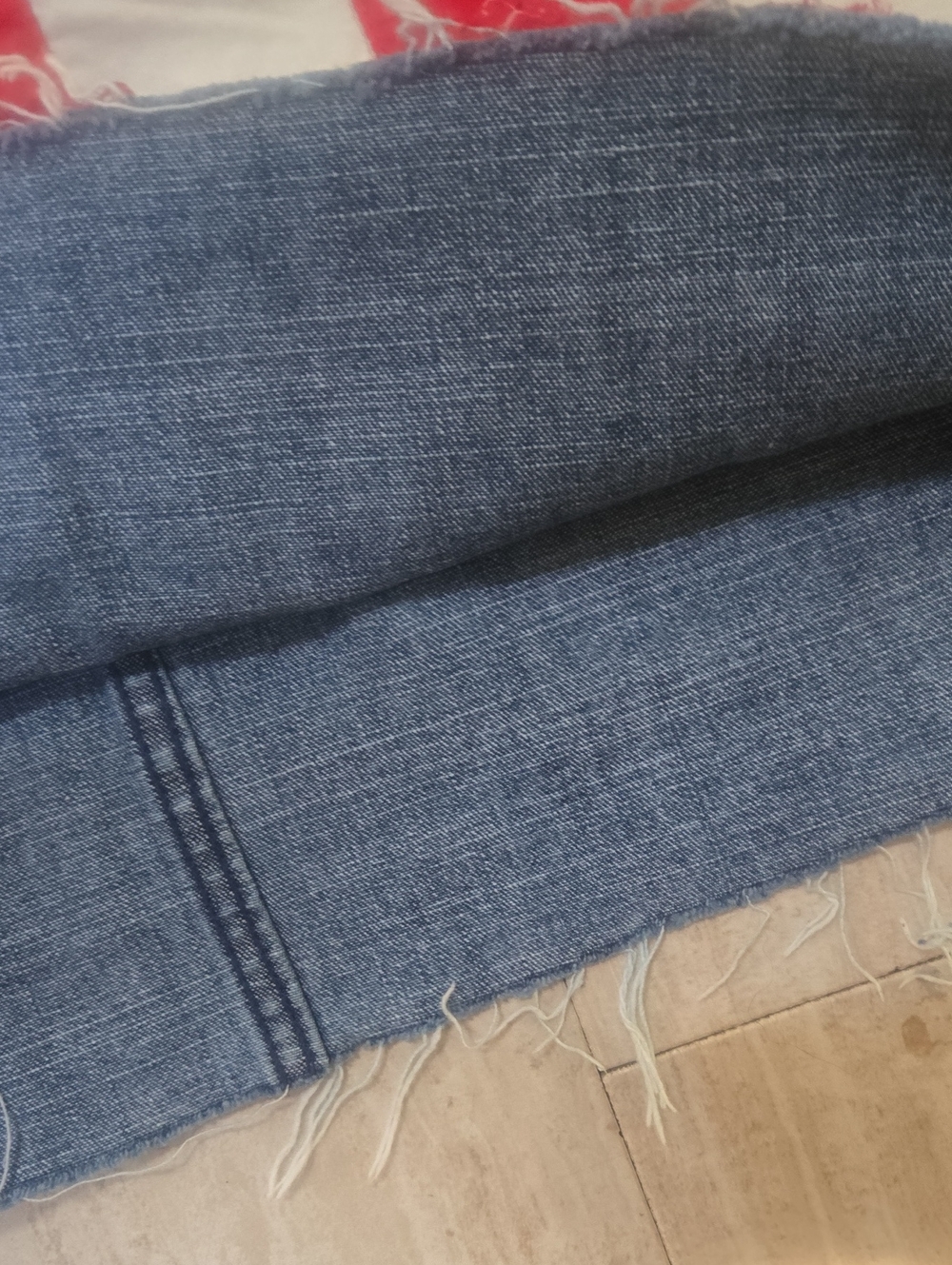 Vintage Tommy Hilfiger Stars & Stripes Raw Edge Mini Jean Skirt - Picture 4 of 8
